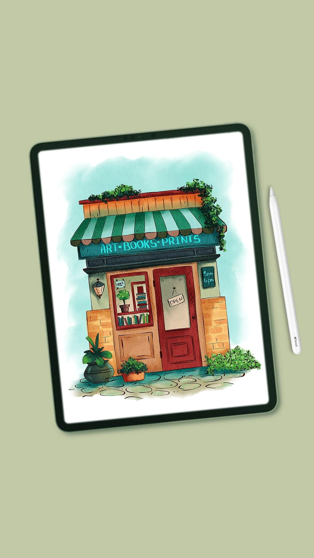 Colorful Bookstore Dreams in Procreate