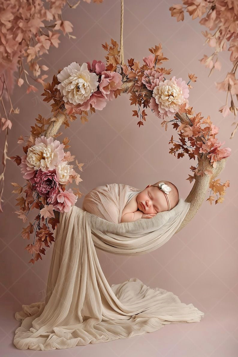 Cozy Fall Baby Photography Swing Backdrop