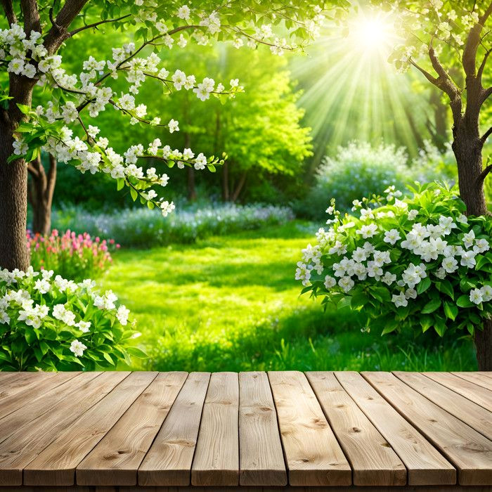 Sunlit Garden Chic: Free Outdoor Wood Table Photos