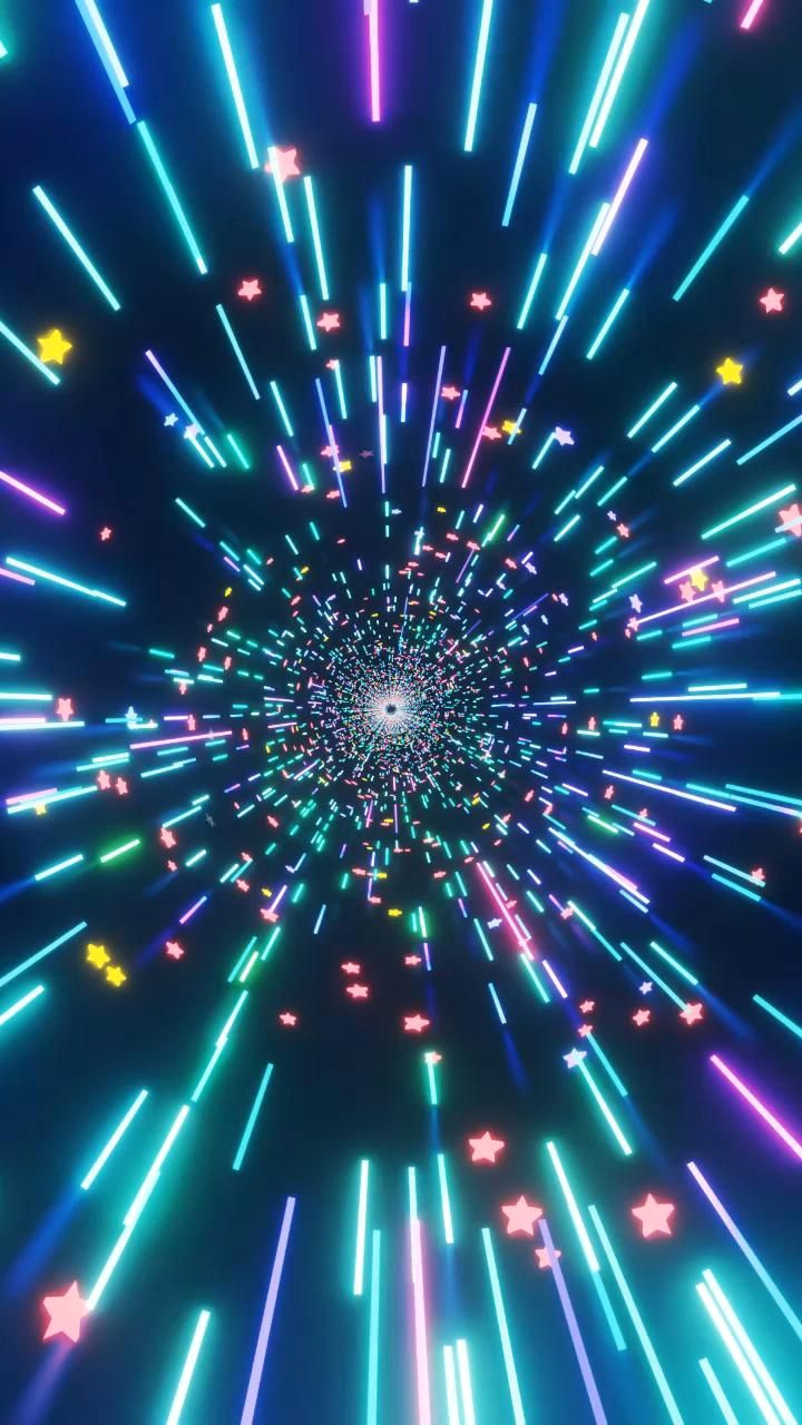 Calming Metallic Blue Bliss: Surreal Neon Tunnel Screensaver