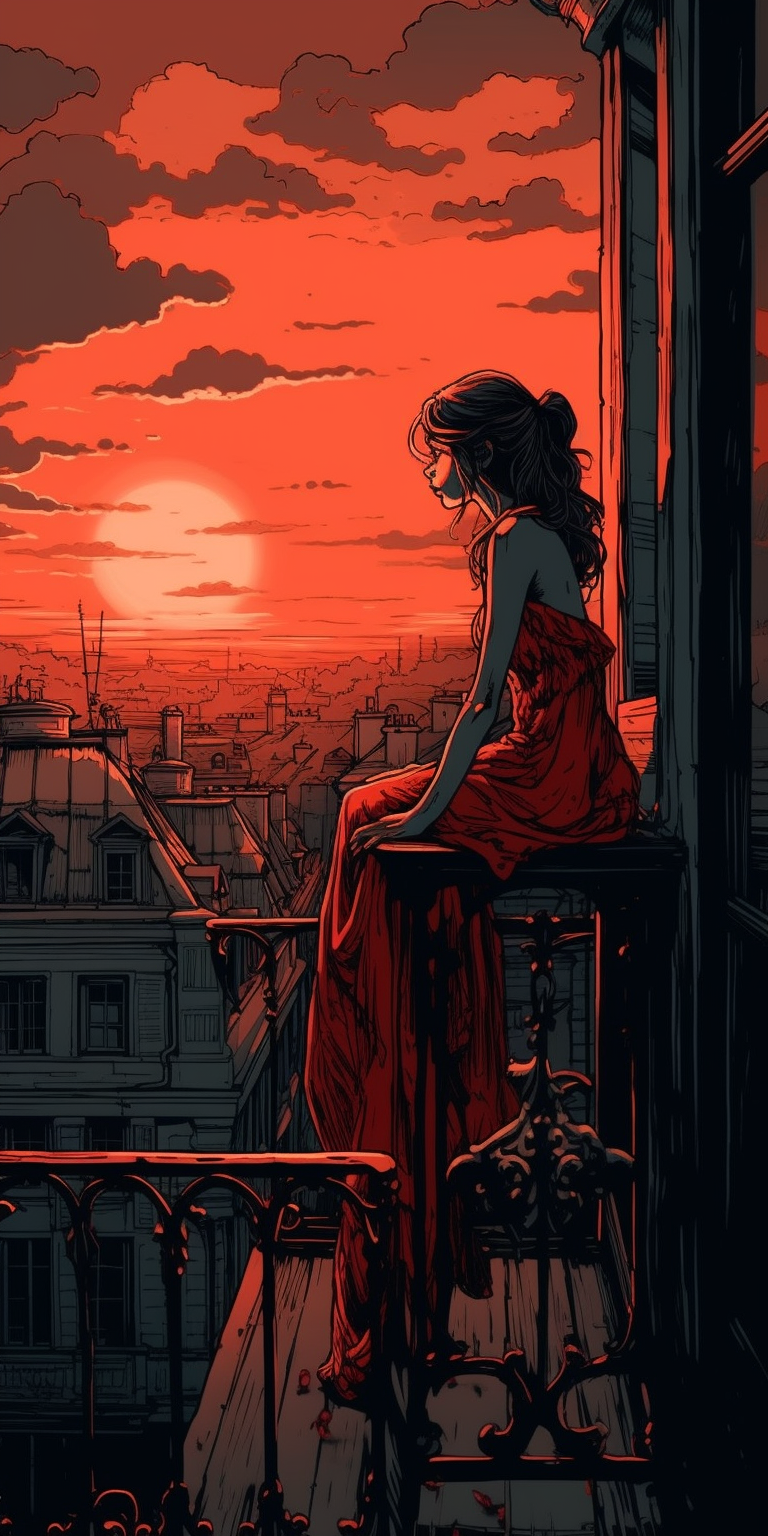 Breathtaking Red Dress Moment Captured on Balcony