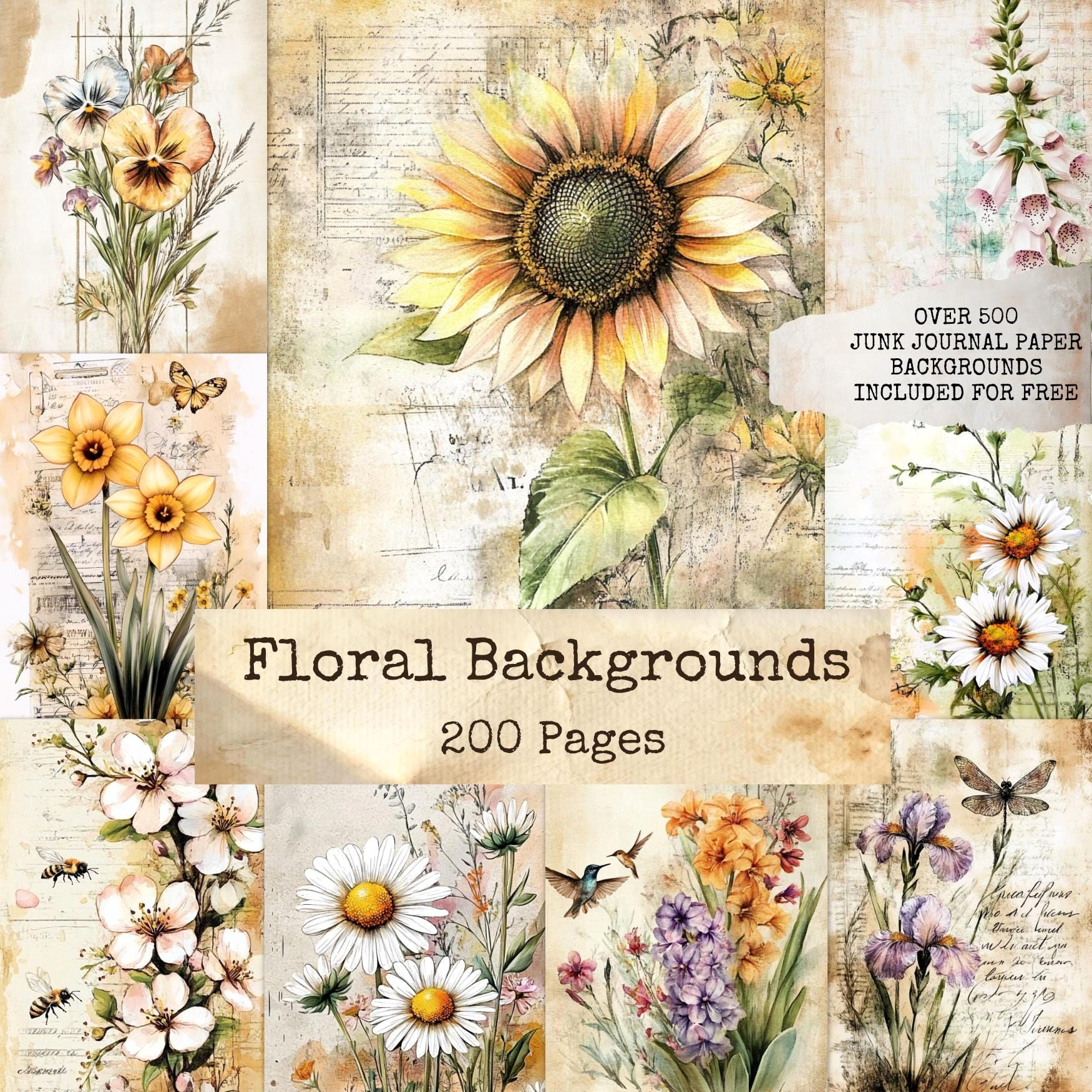 Spring Floral Collage Sheets for Journaling