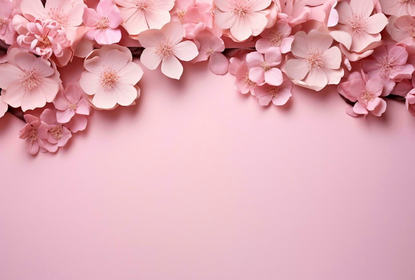Download Free AI-Generated Pink Flowers on Pastel Background