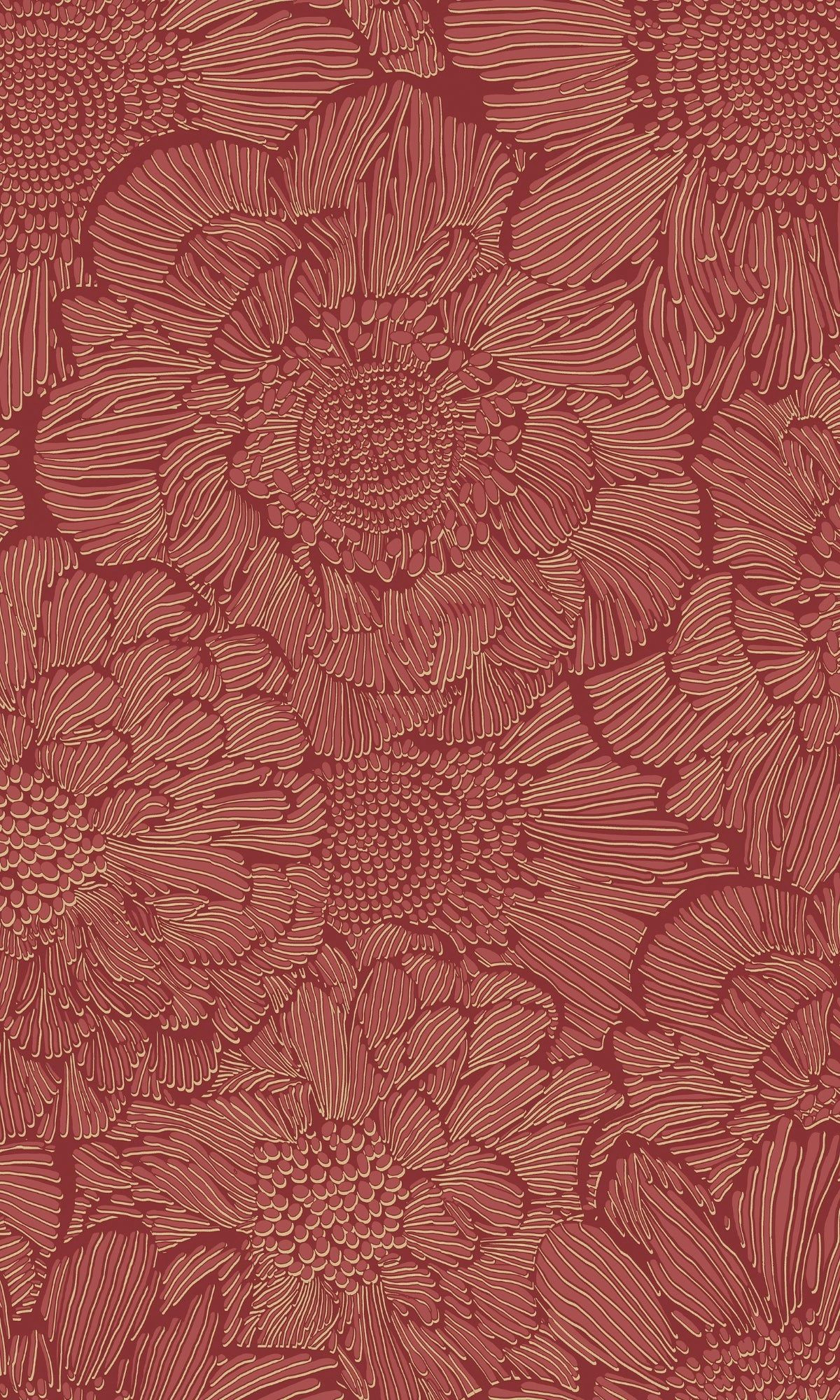 Bold Floral Wallpaper: Stylish Sketch Effect