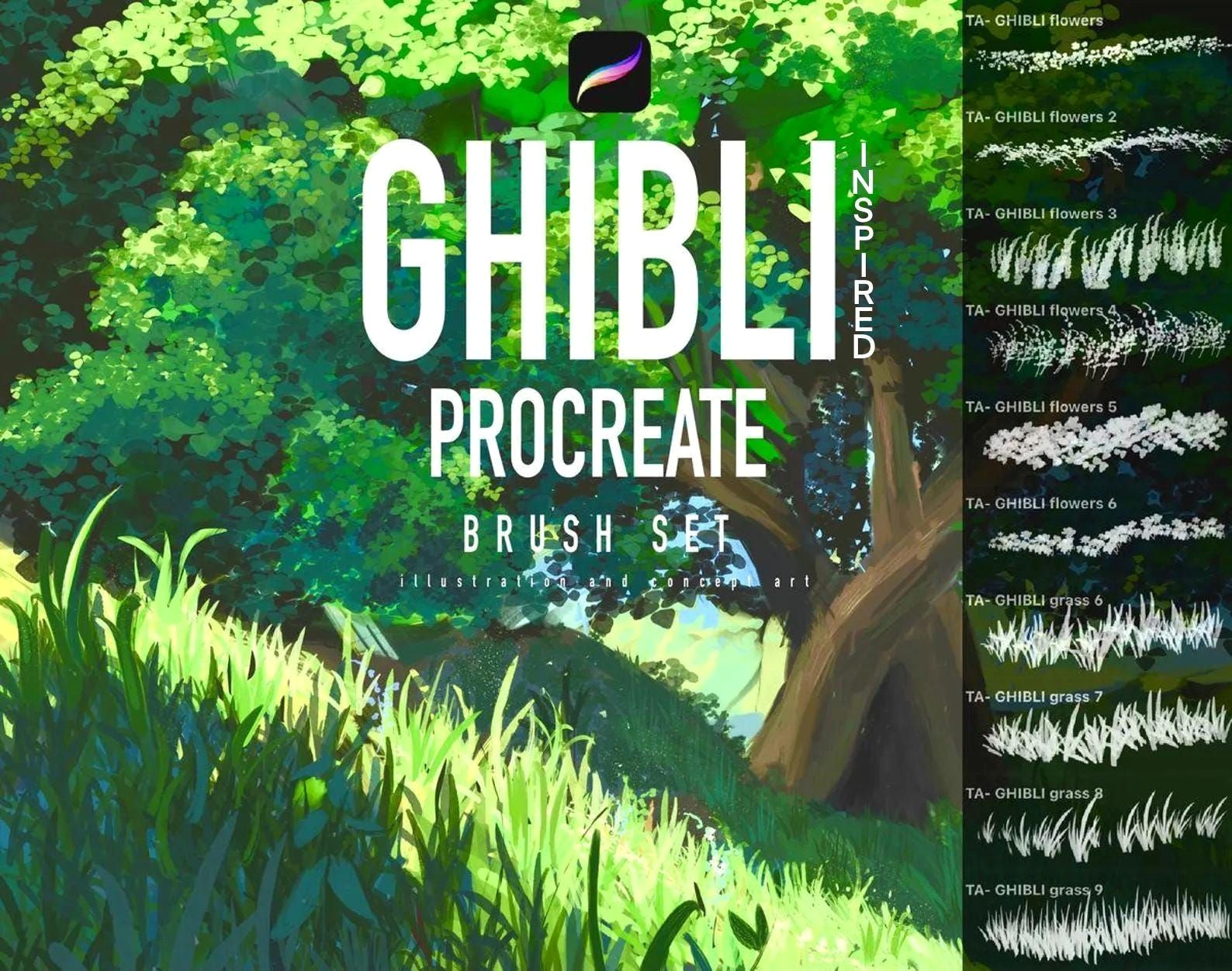 Ghibli-Inspired Nature Brushes for Procreate