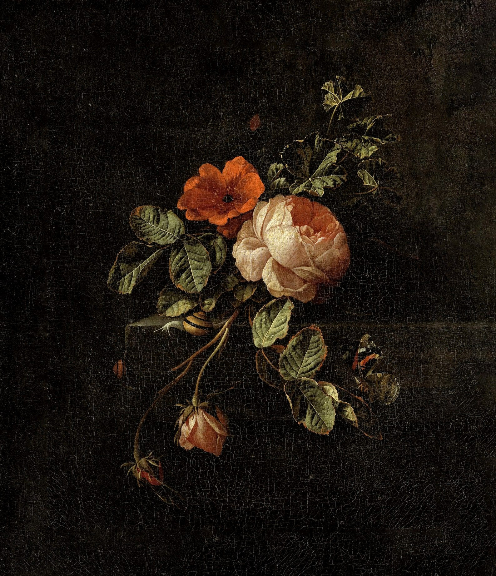 Dark Cottagecore Floral Still Life — Moody Botanical Art Print