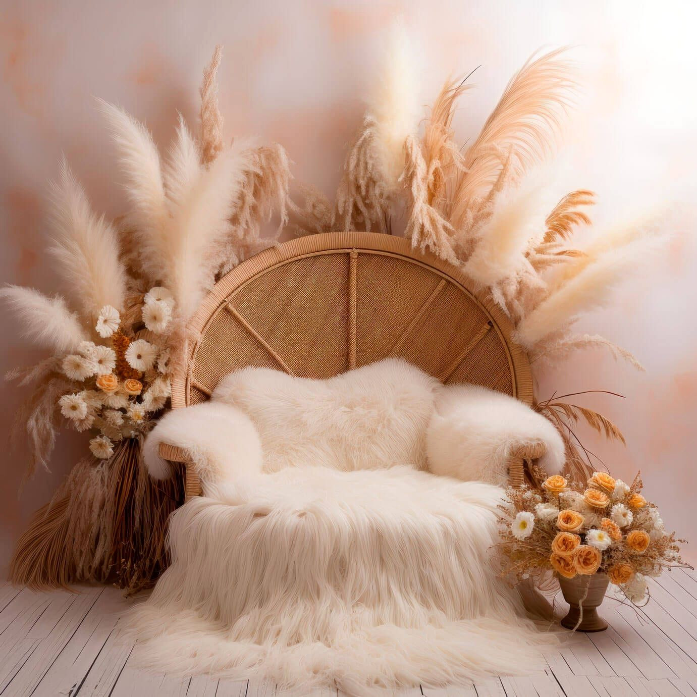 Boho Bliss Backdrop: Instant Digital Baby Photography