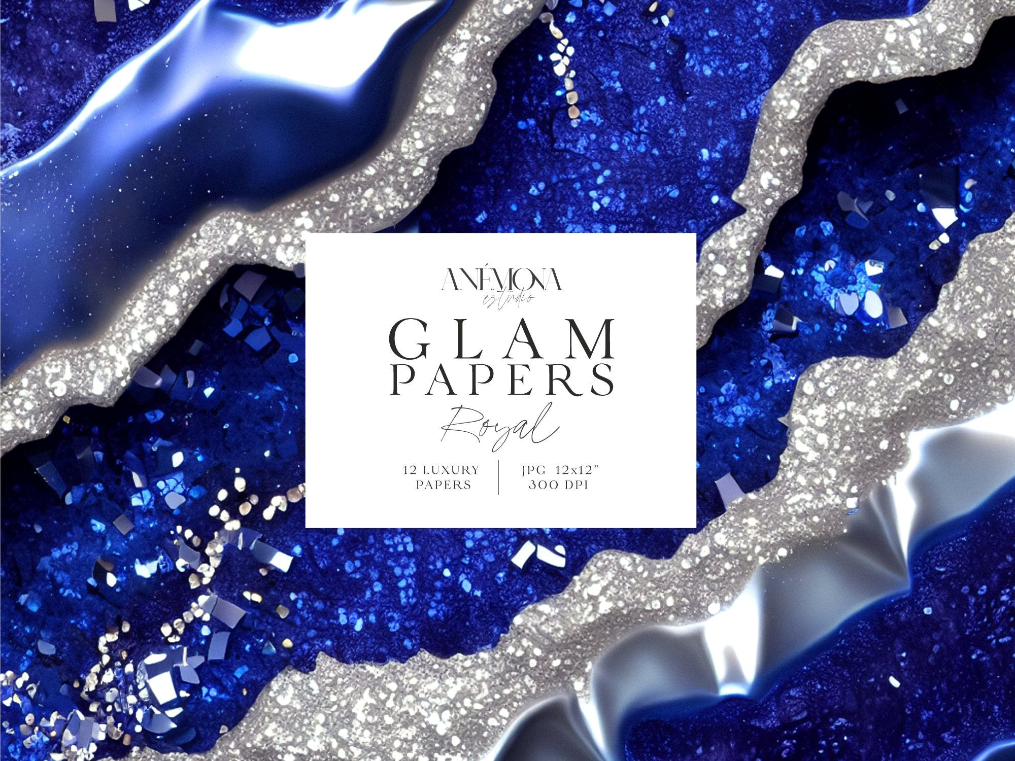 Add a Touch of Luxury with Royal Blue Glitter Digital Paper