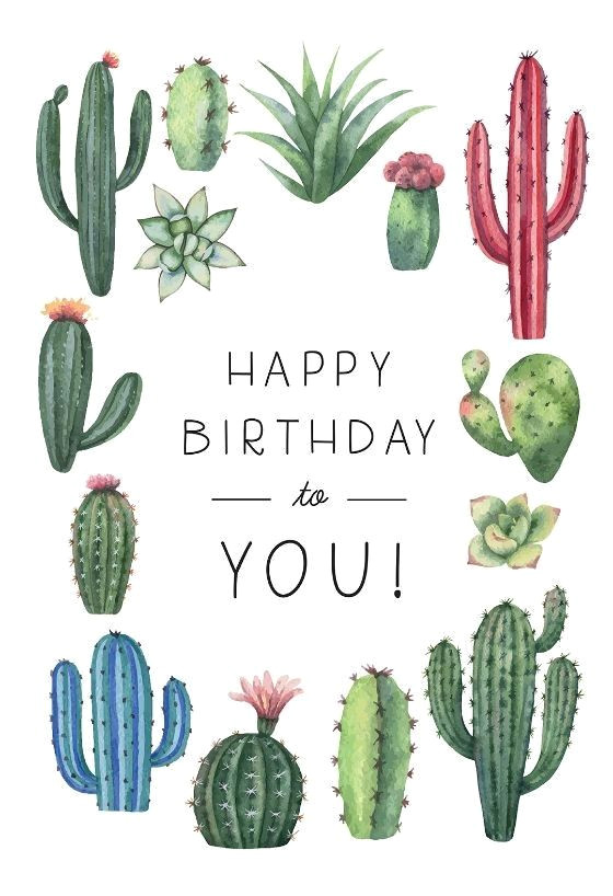 Happy Birthday Wishes in a Cactus Cutout