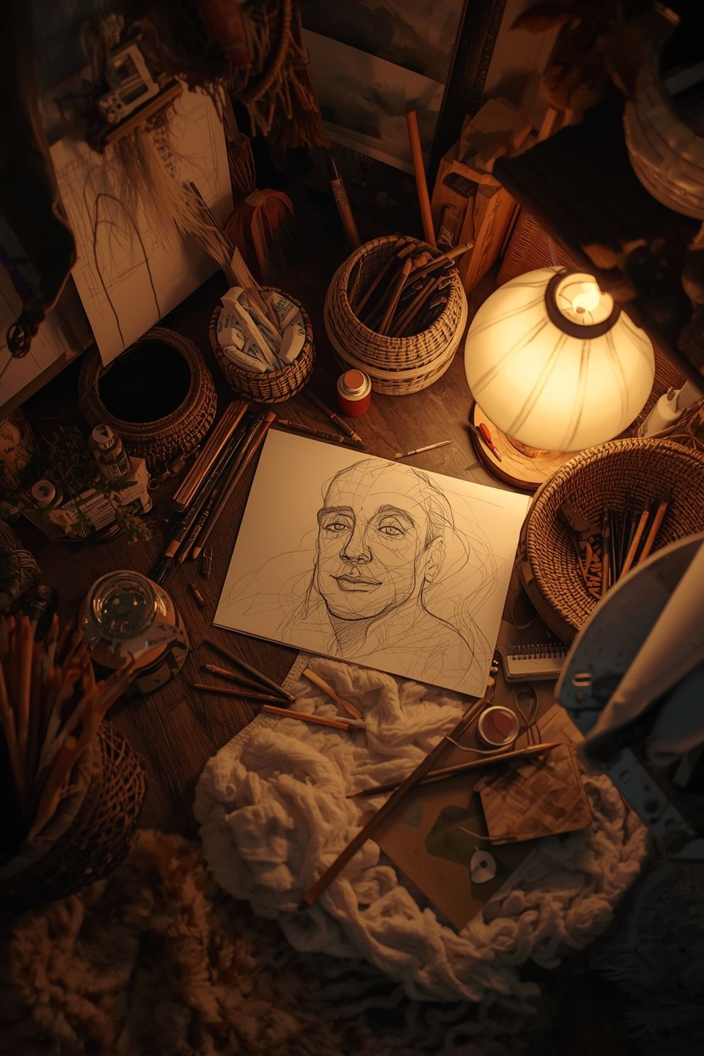 Cozy Artist’s Haven: Soft Lighting & Organic Textures to Spark Your Creativity