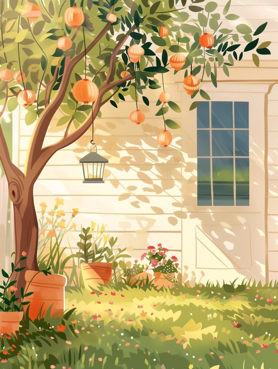 Cozy Backyard Oasis in a Single Print