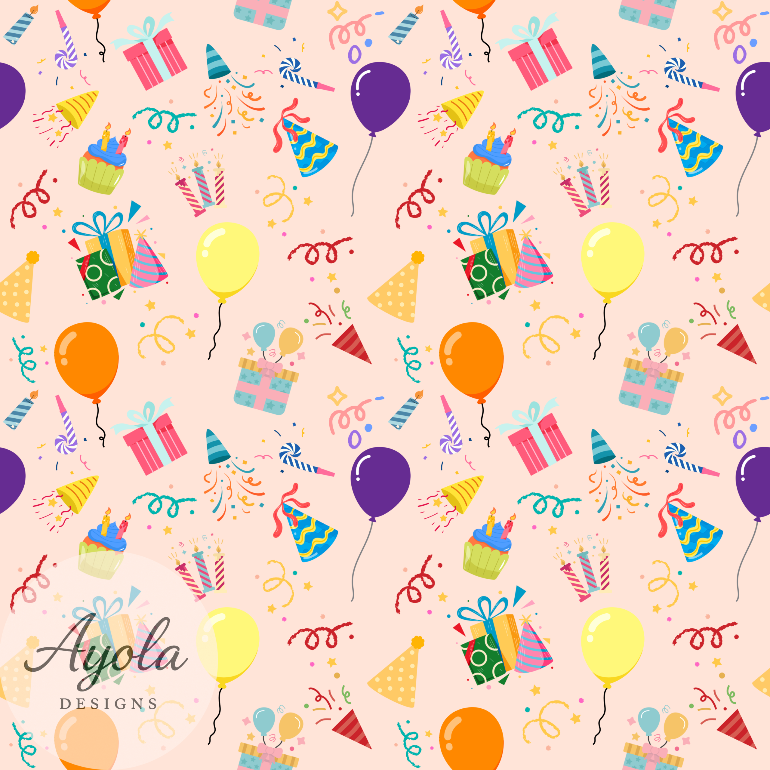 Colorful Birthday Party Seamless Print