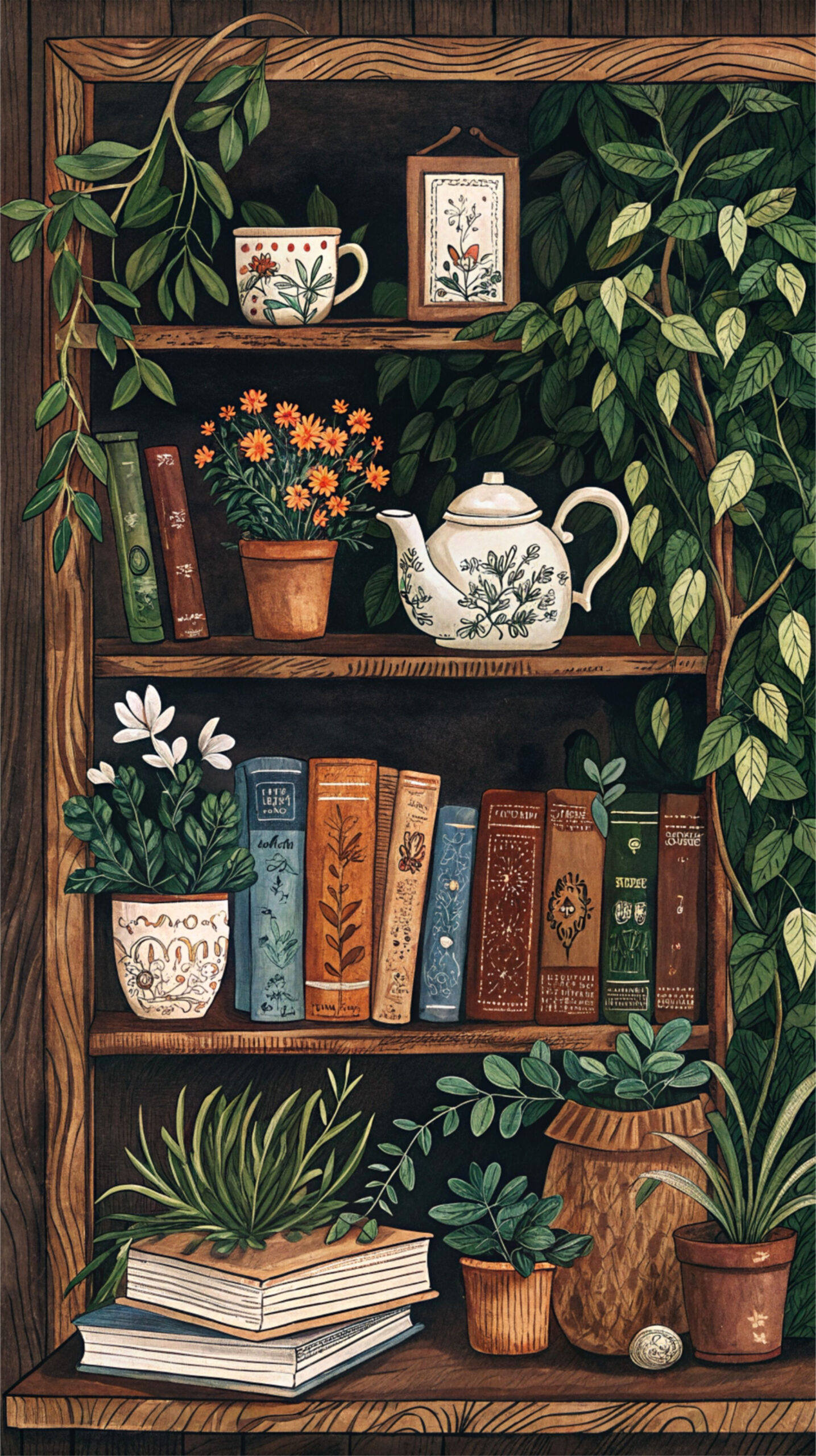 Cozy Bookshelf Wallpaper Ideas