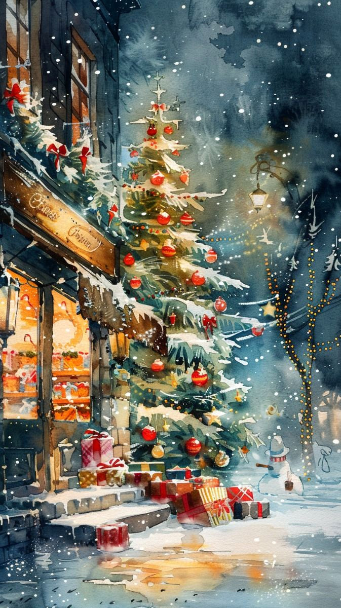 Dreamy Watercolor Christmas Shop Decorations