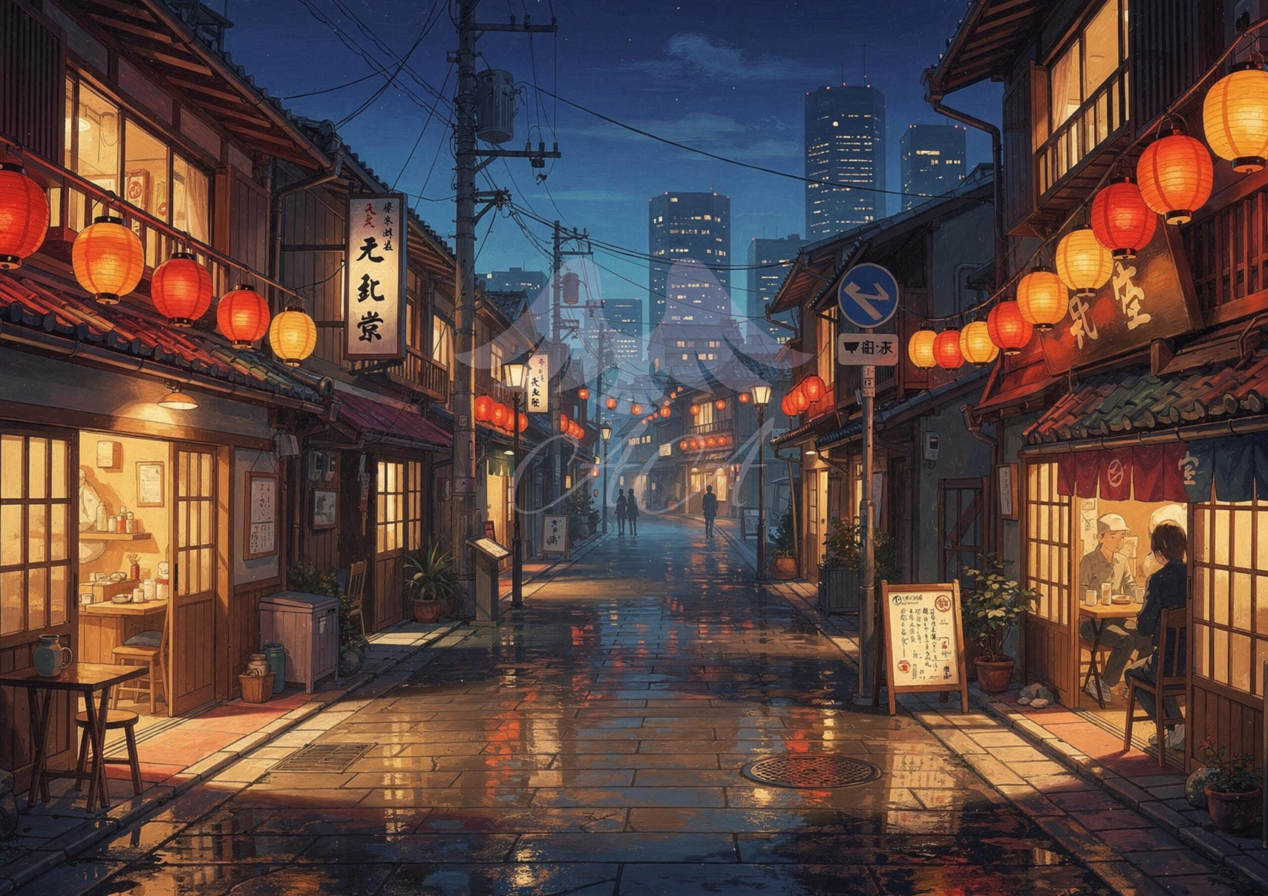 Ethereal Tokyo Nights: Download Ukiyo-e Street Art Now