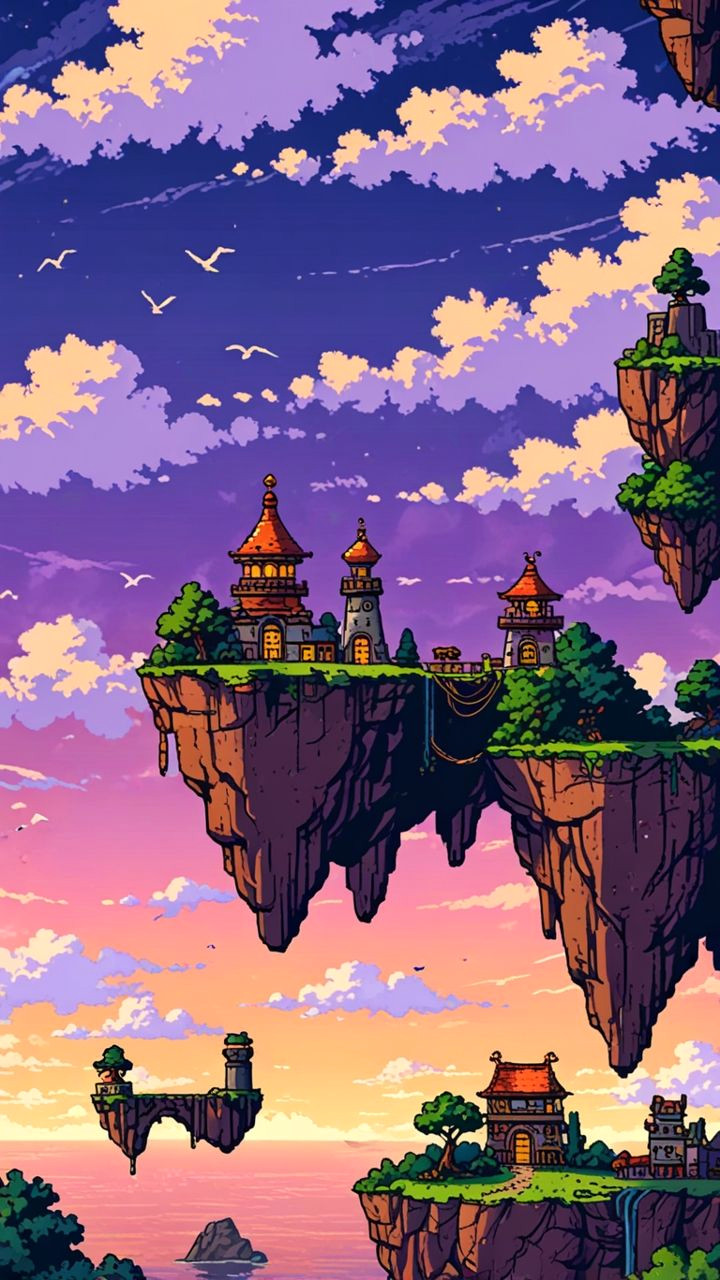 Floating Cities Meet Magic in Stunning Pixel Art