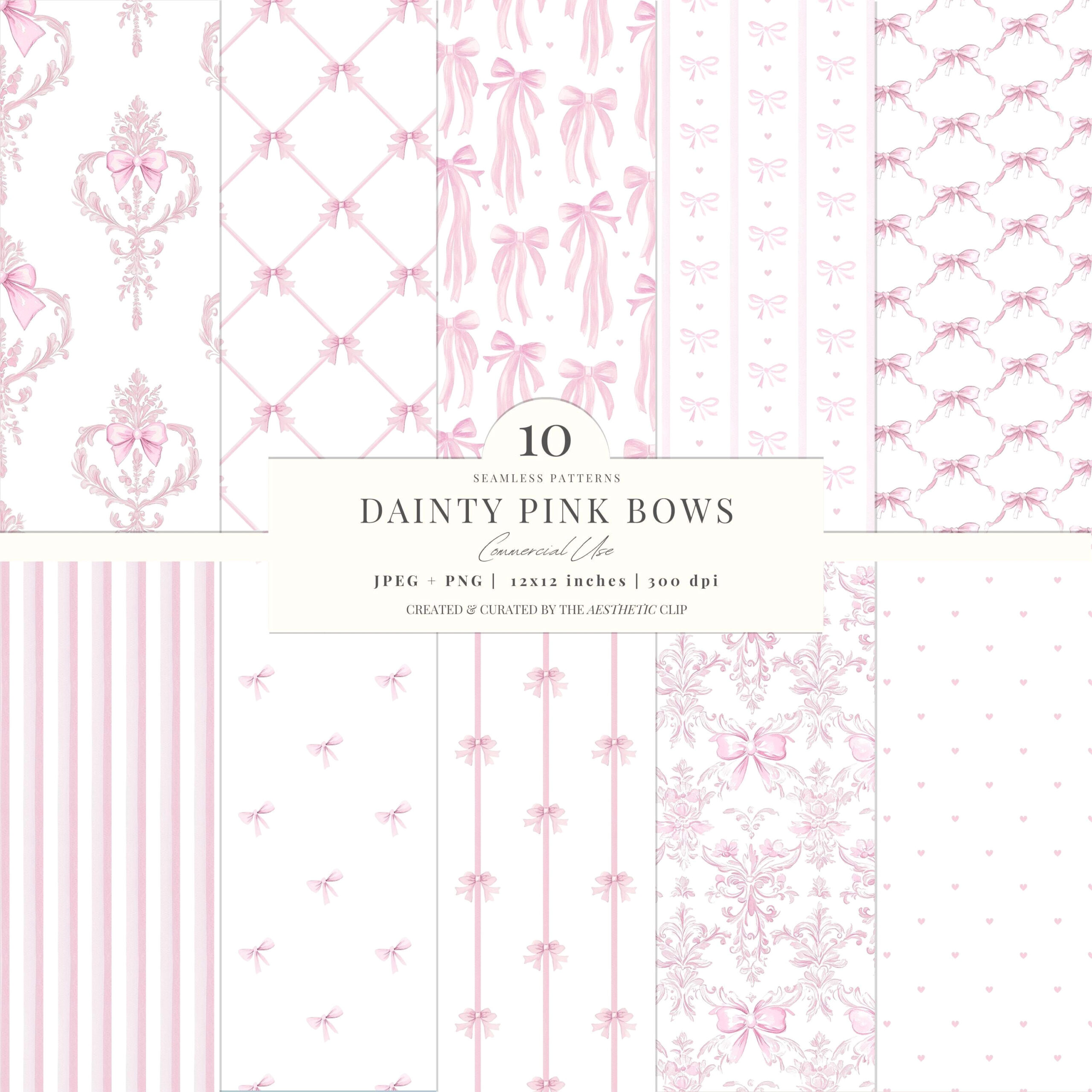 Pastel Perfection: 10 Adorable Pink Bow Digital Prints