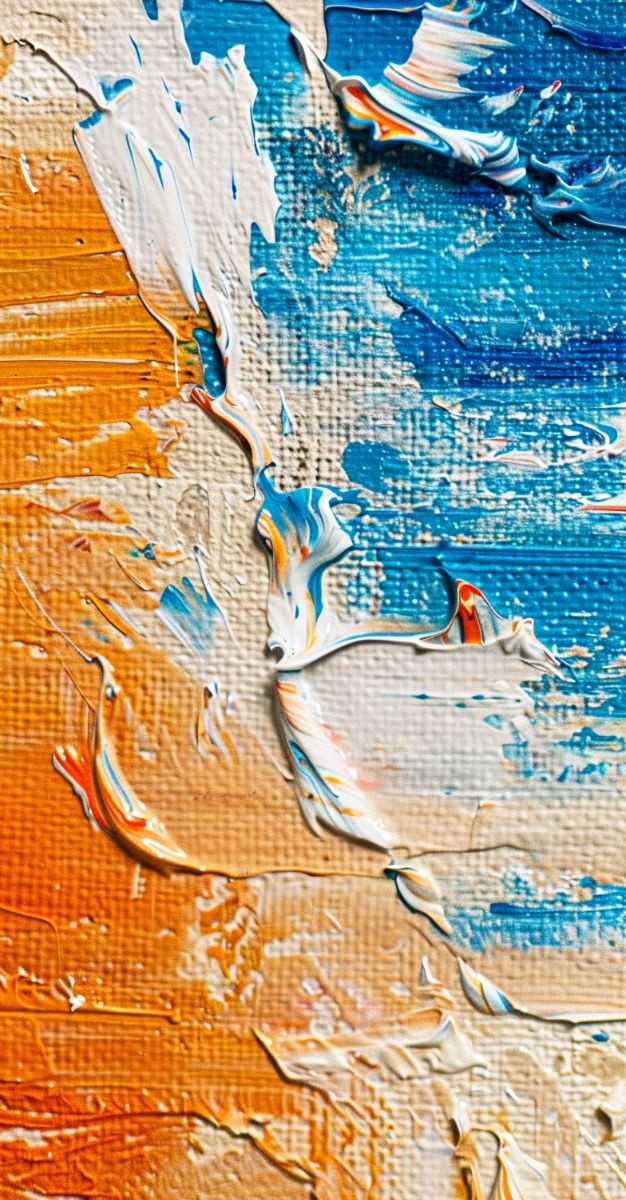 Dive into Vibrant Art: Ocean-Inspired Masterpiece in Vibrant Orange and Blue
