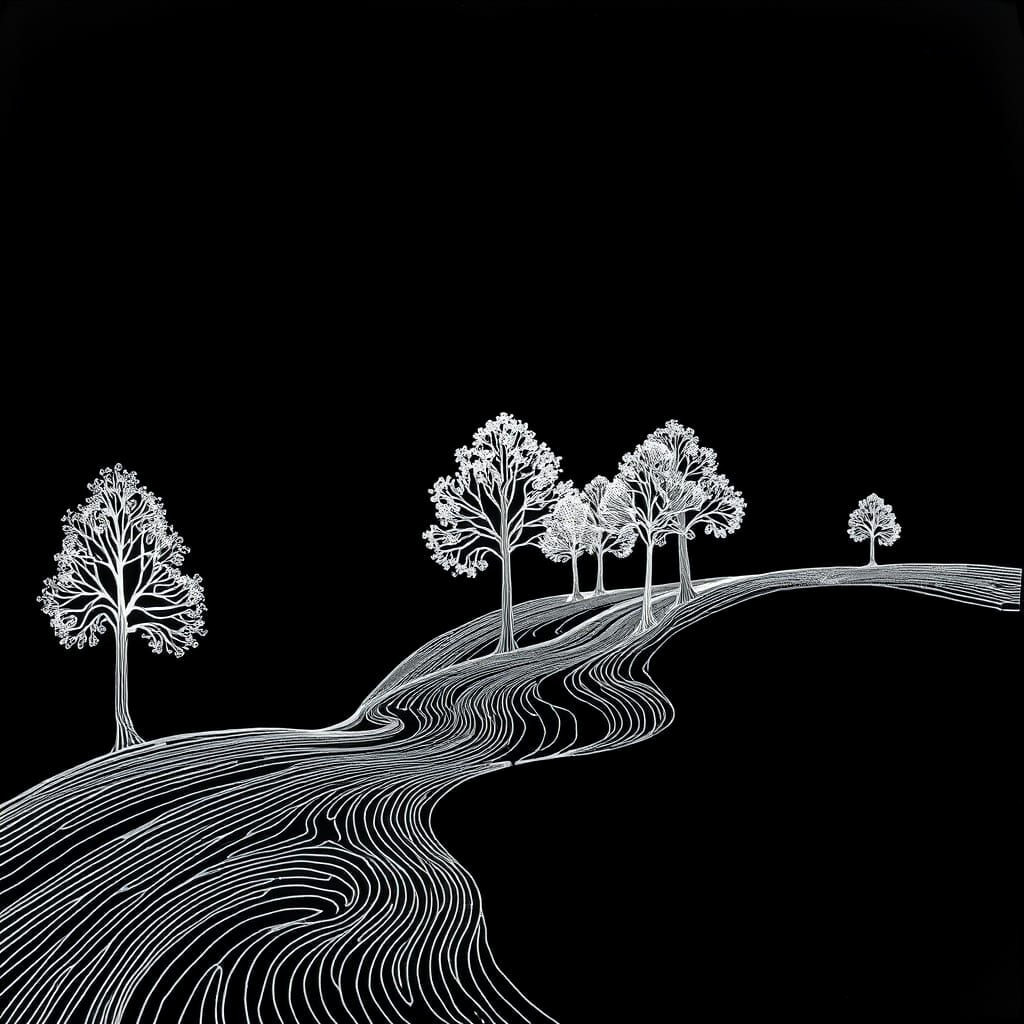 Simplify to Serenity: Elegant Line Art Landscapes