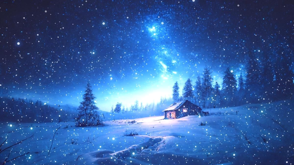 Snowy Mountain Landscapes at Night