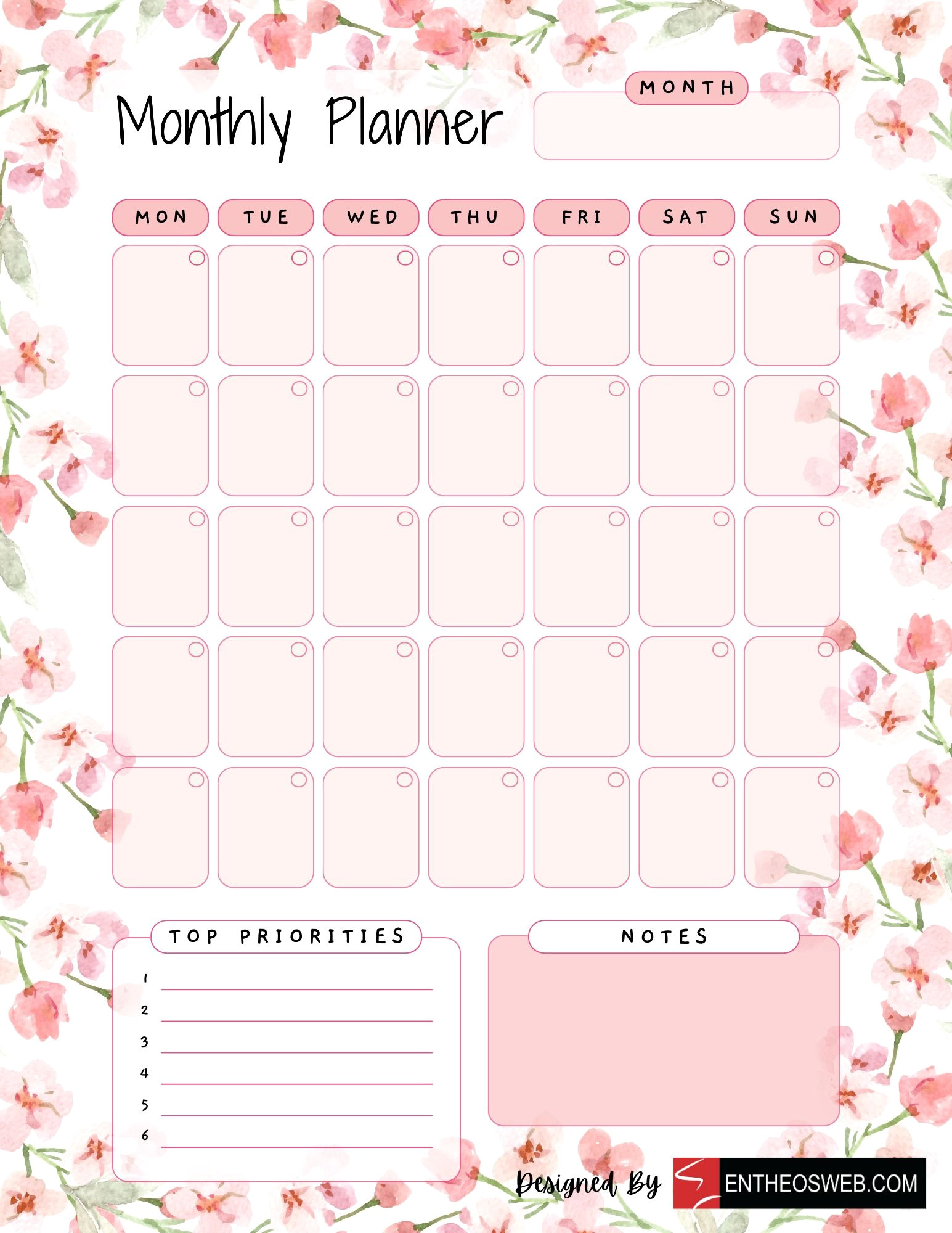 Printable Floral Planners: Daily, Weekly, Monthly & Yearly Organization Templates