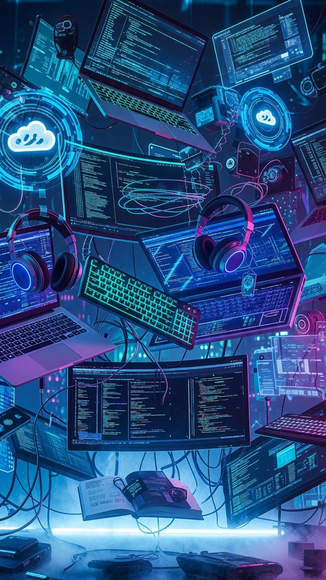 Floating Gadgets Mobile Wallpapers for a Cyberpunk Dream