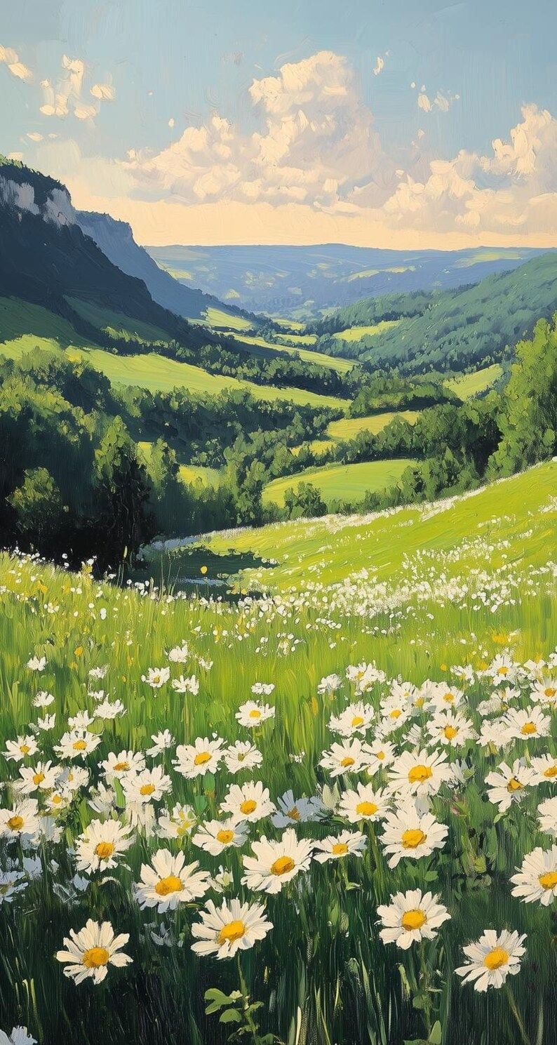 Sunlit Meadow Art: Whimsical Cottagecore Decor