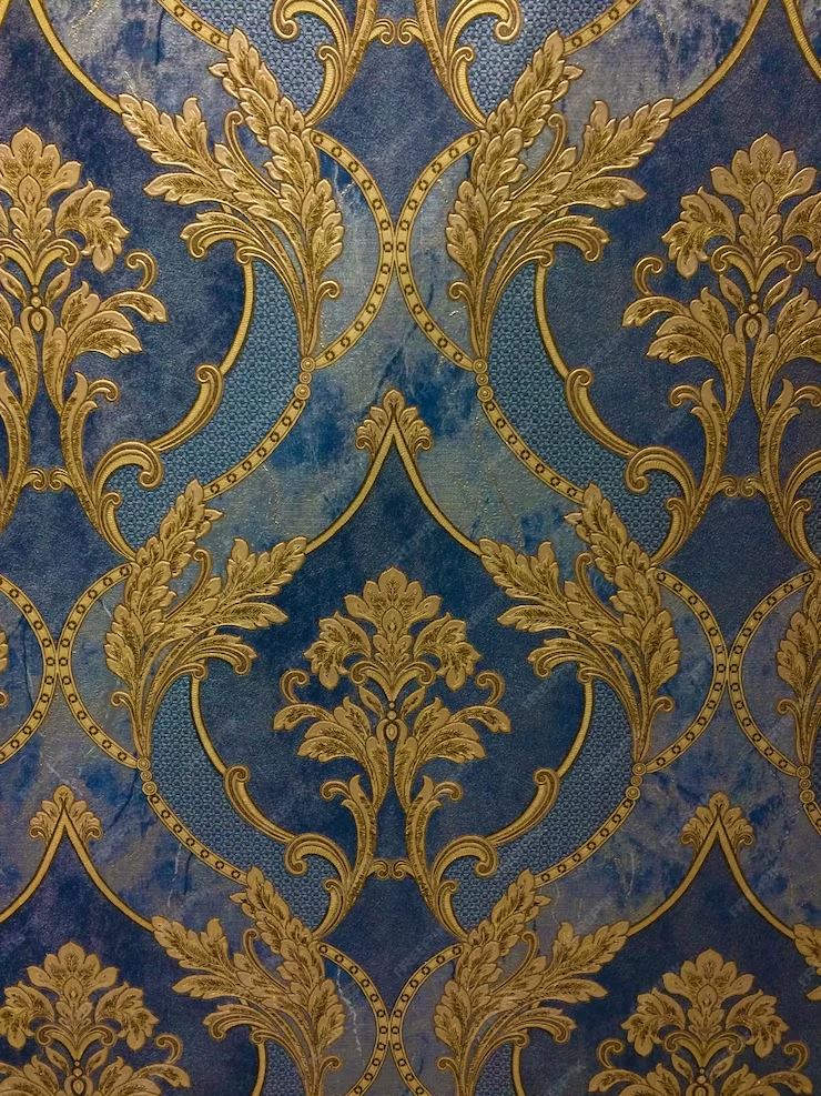 Glamorous Golden Patterns on Rich Blue Hues