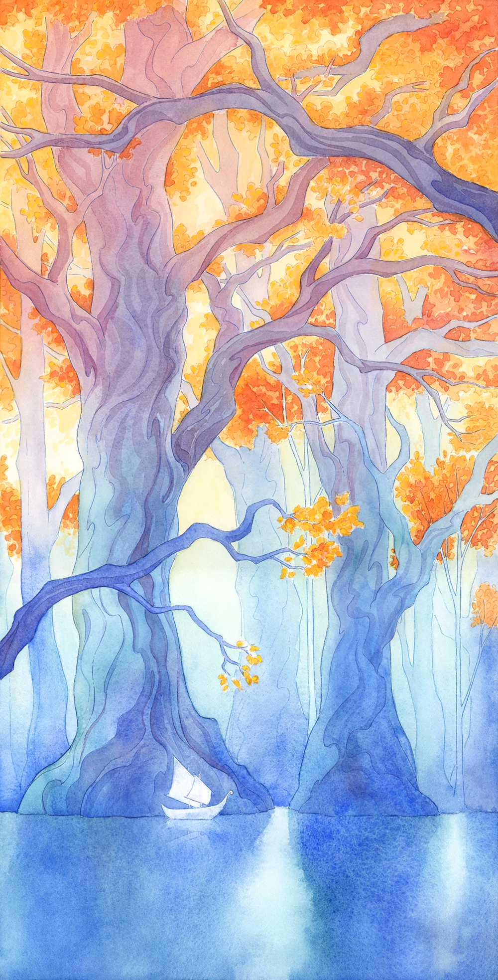 Dreamy Sailboat Watercolor Art Print