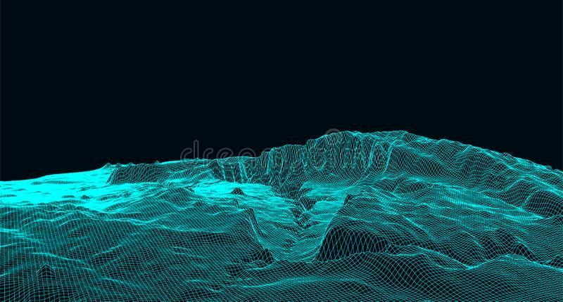 Cosmic Retro Future: 80s Sci-Fi Inspired Wireframe Landscape