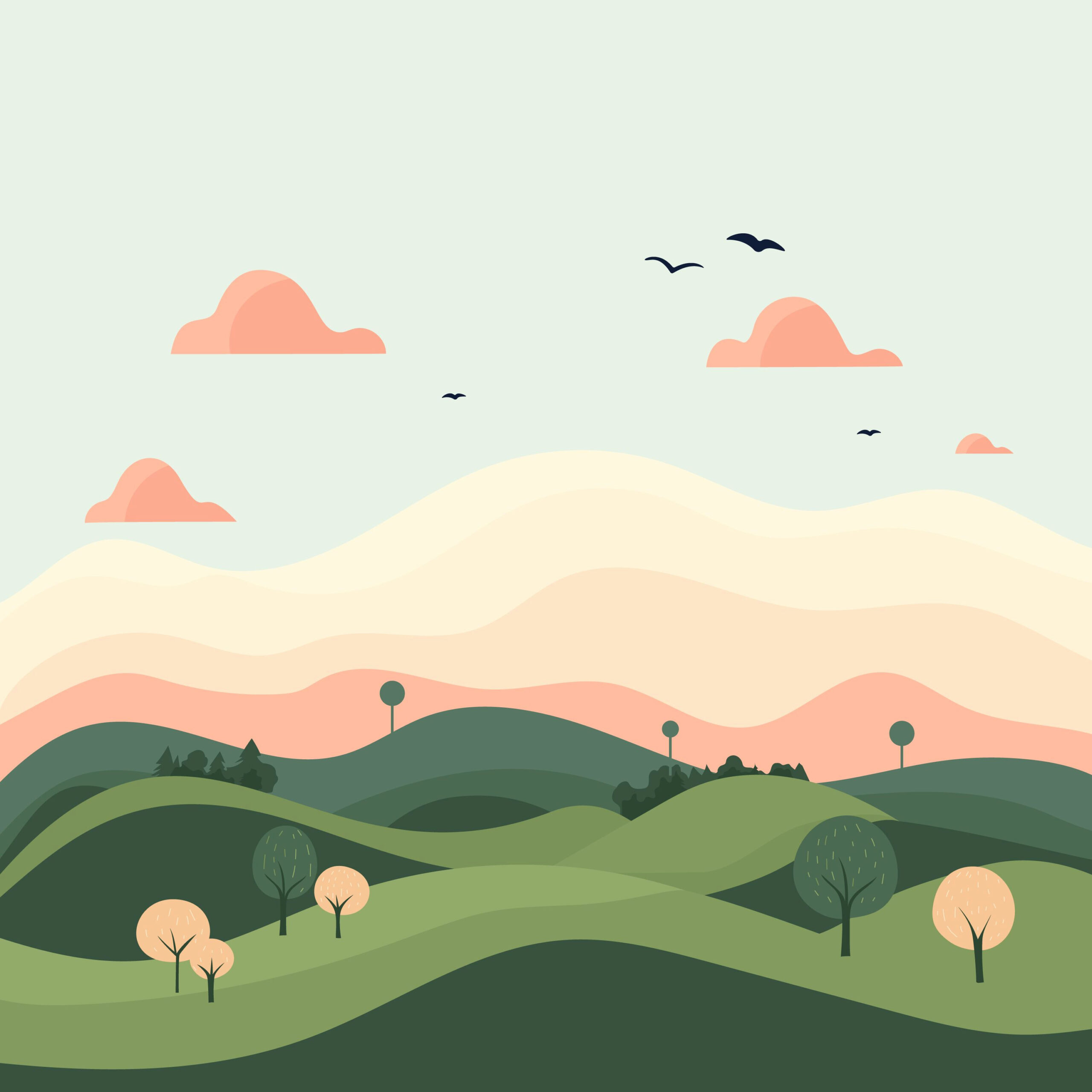 Sweeping Sunset Landscape Vectors