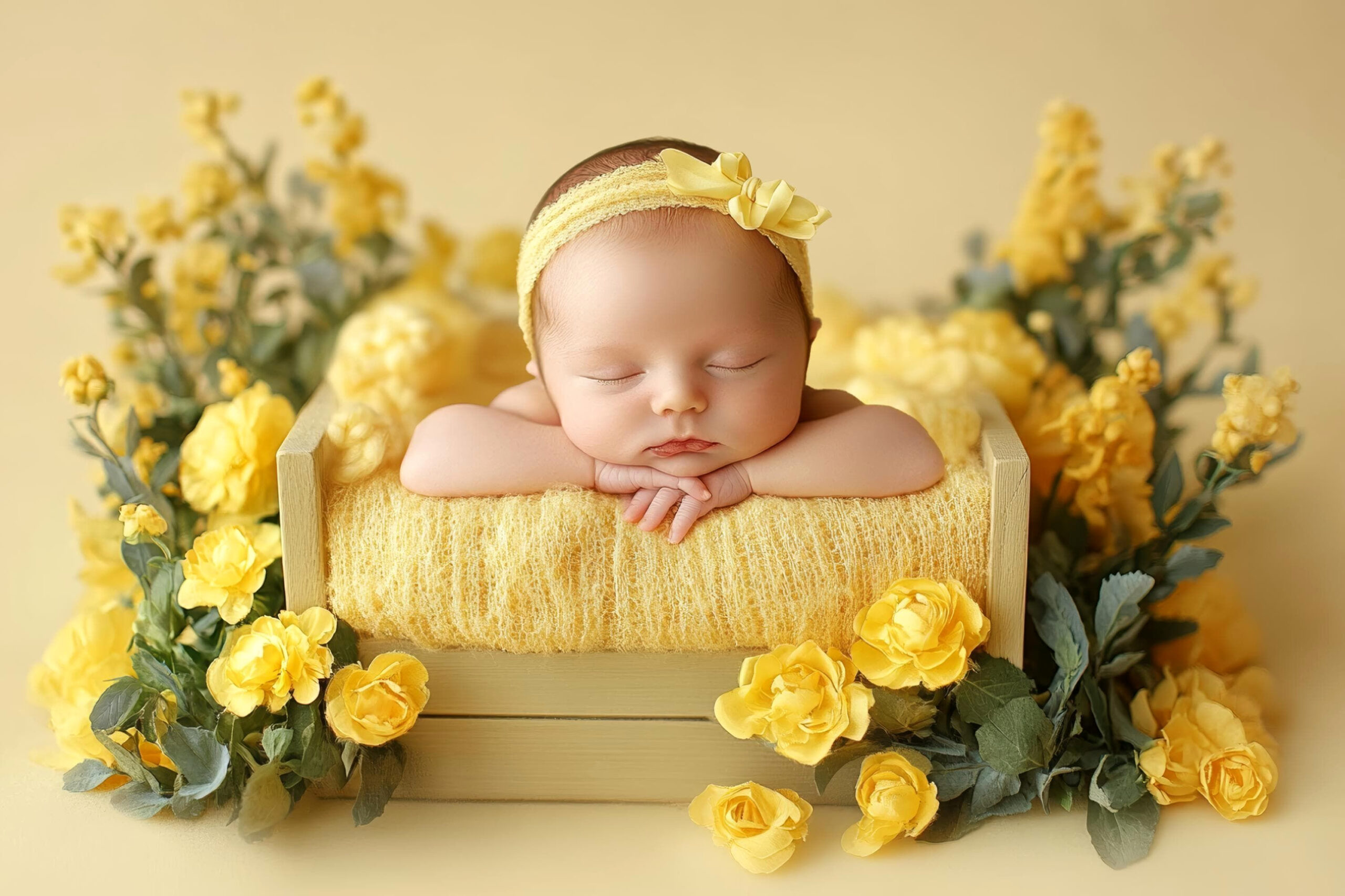 Yellow Flower Backdrop for Newborn Photos — Instant Studio Magic