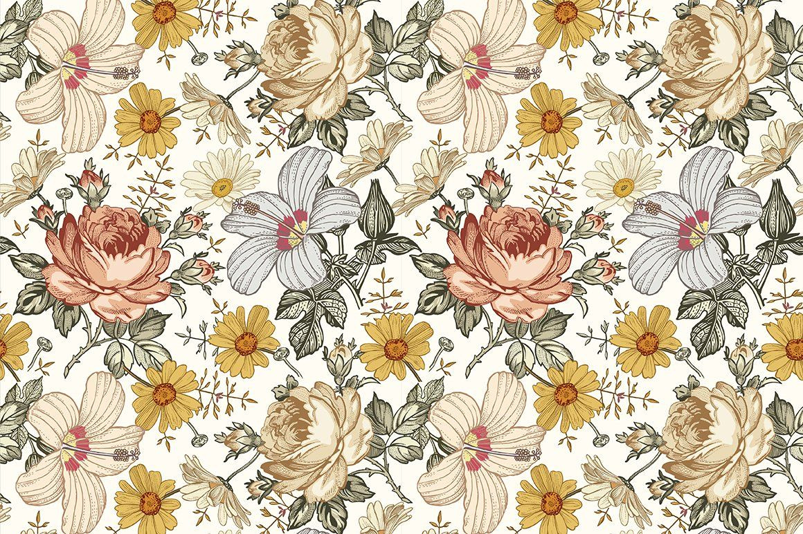 Vibrant Rose and Hibiscus Floral Art