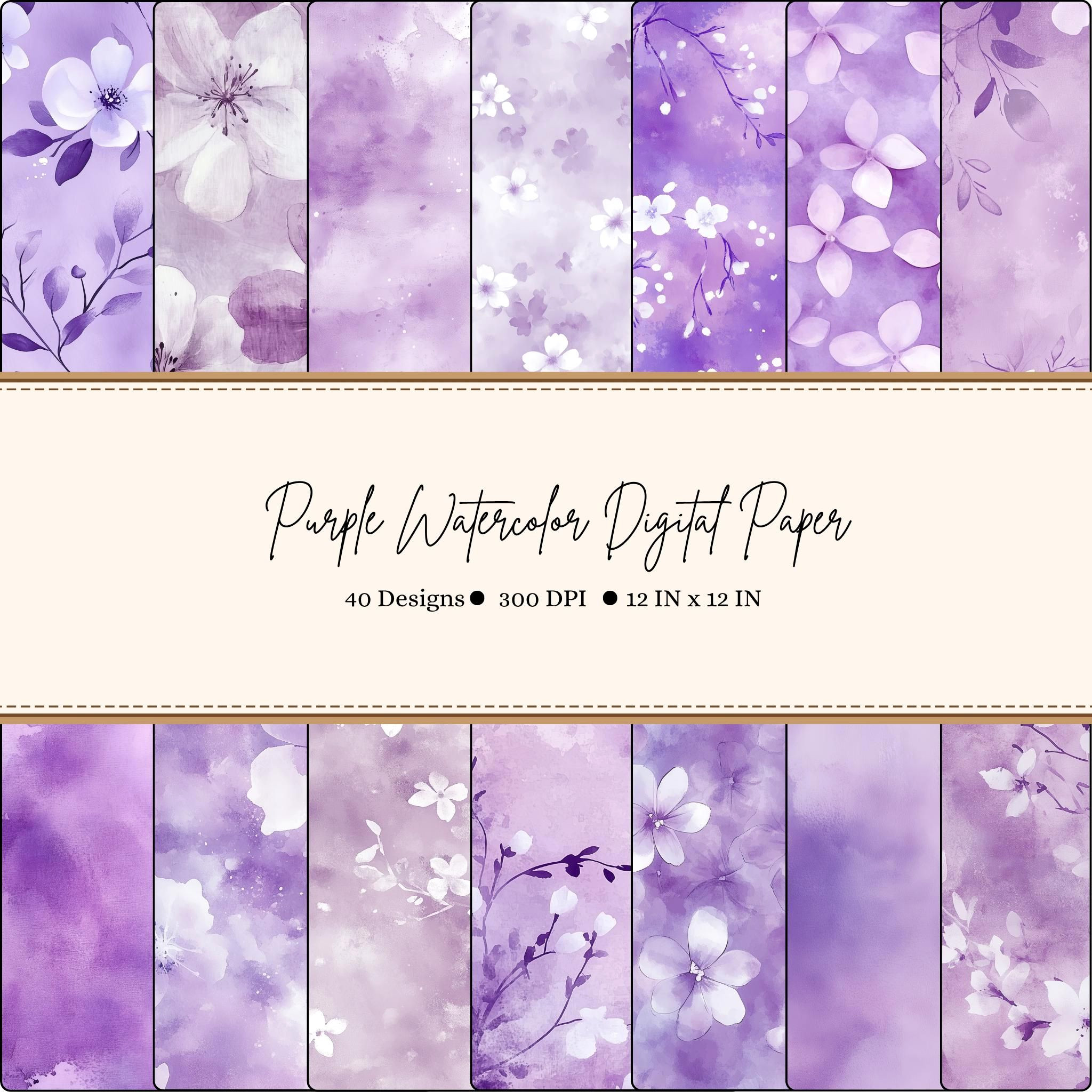 Dazzling Purple Floral Digital Backgrounds