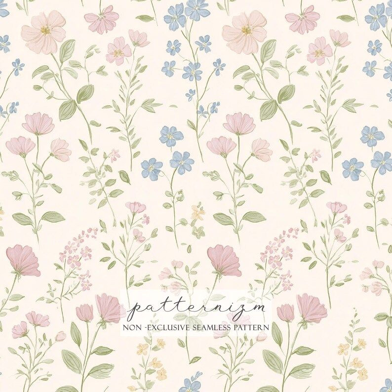 Pastel Wildflower Dreams: Soft Floral Seamless Patterns
