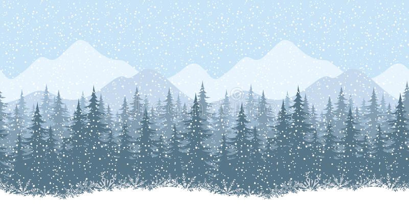 Winter Wonderland Background with Fir Trees